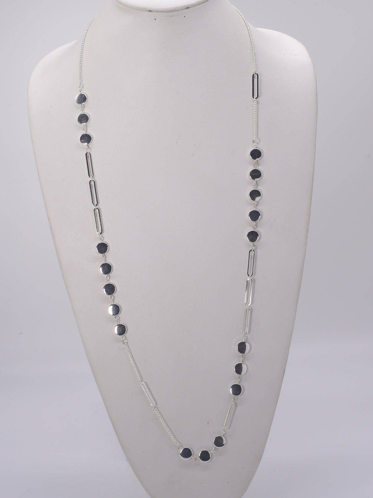 Silver Station Long Link & Chain Necklace