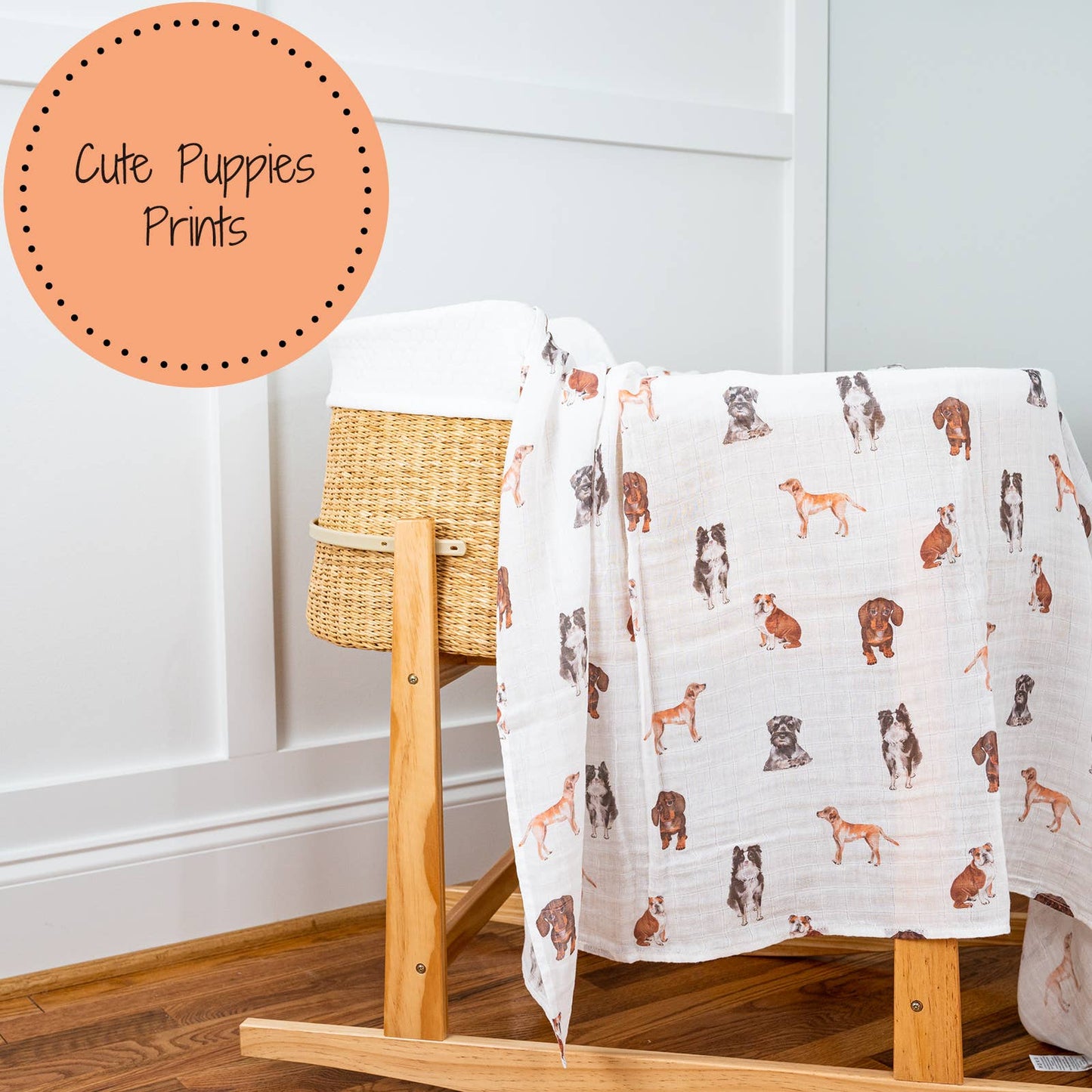 Adorable Dog Print Baby Muslin Swaddle Blanket