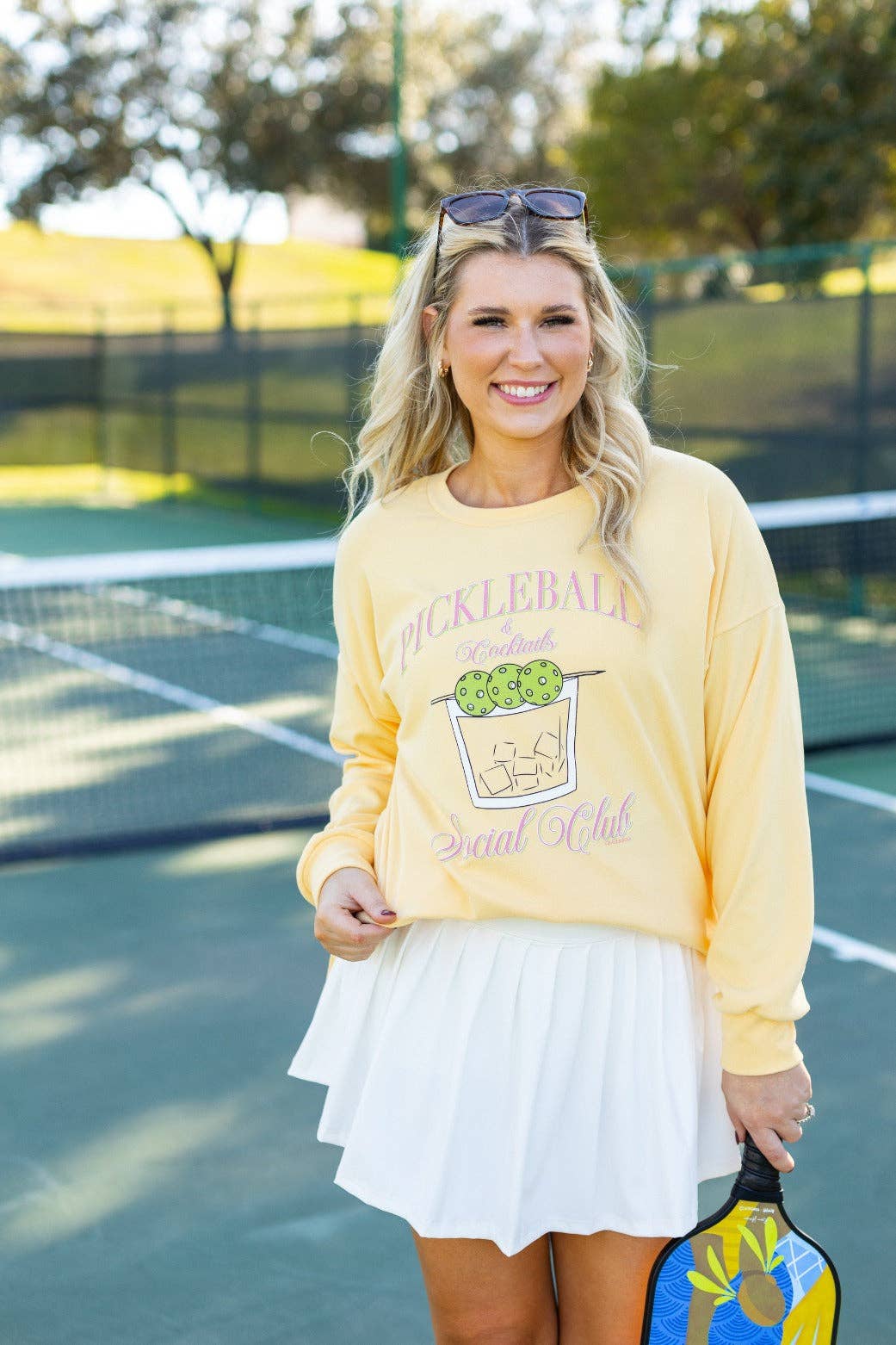 Curvy Pickleball & Cocktails Micro Fleece Crewneck