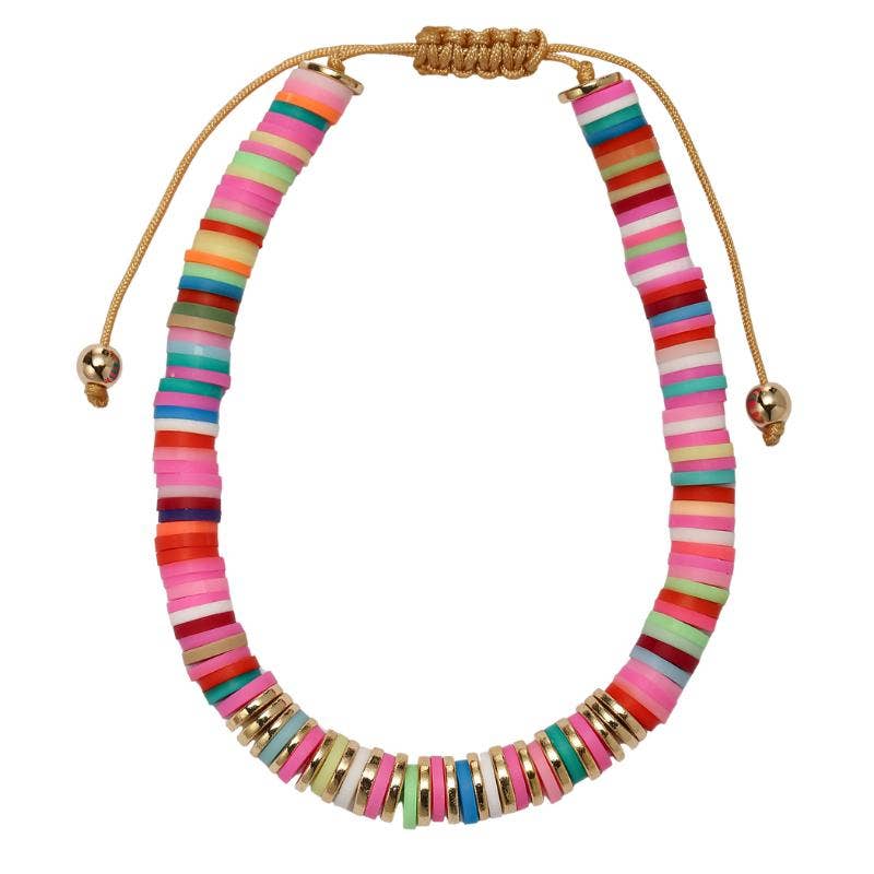 Multi Rubber Beaded Bracelet with Spacers