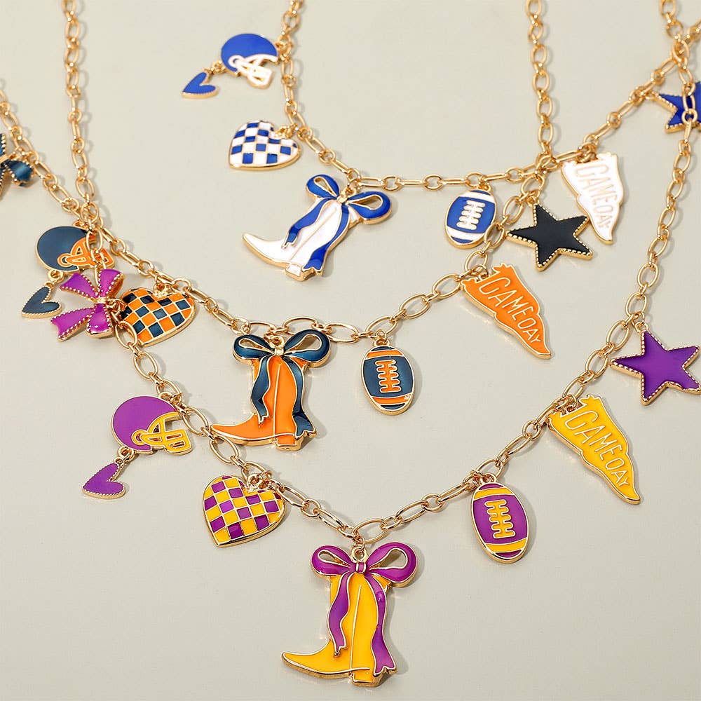 Game Day Football Theme Charm Station Necklace