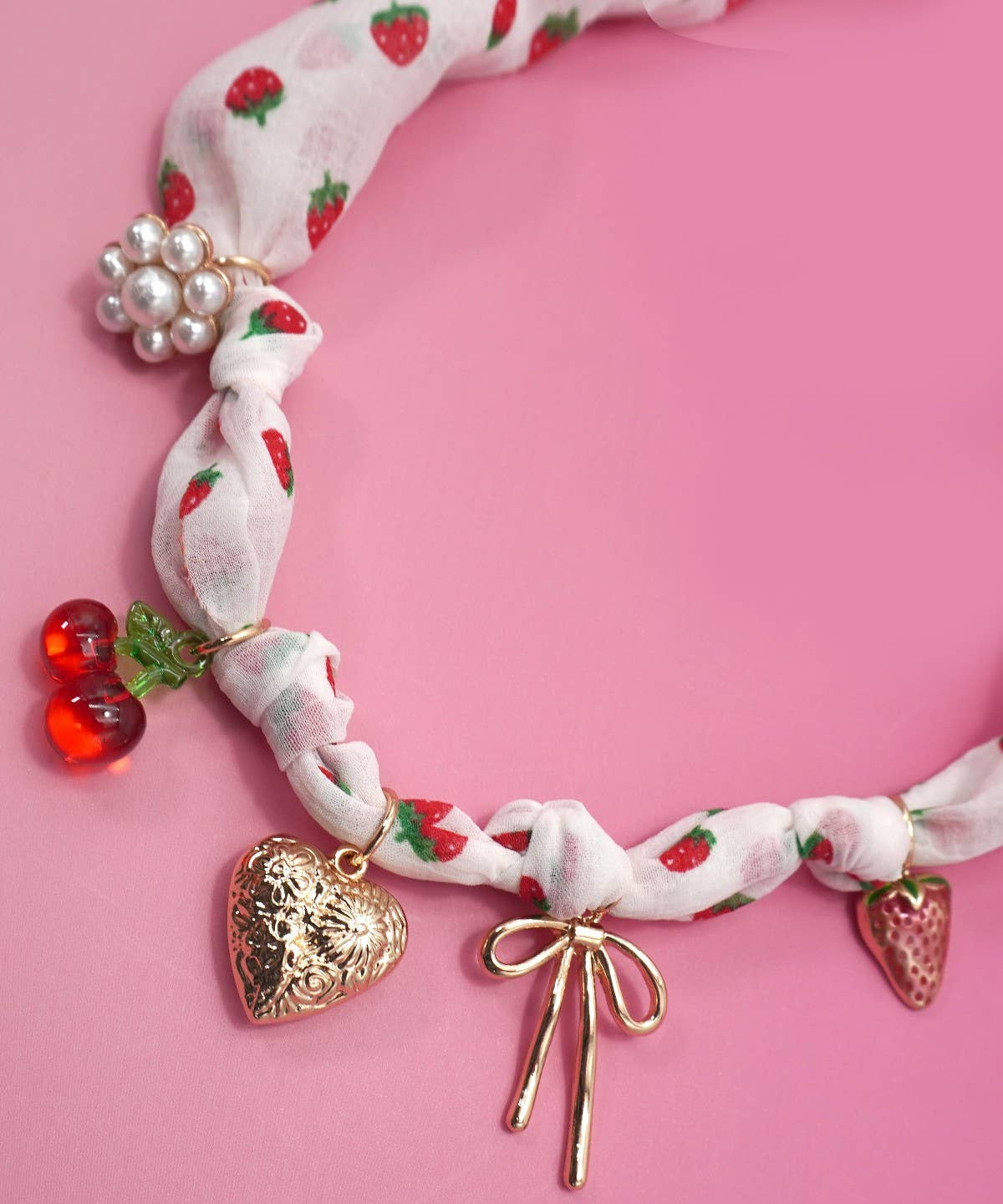 Strawberry Scarf Charm Necklace