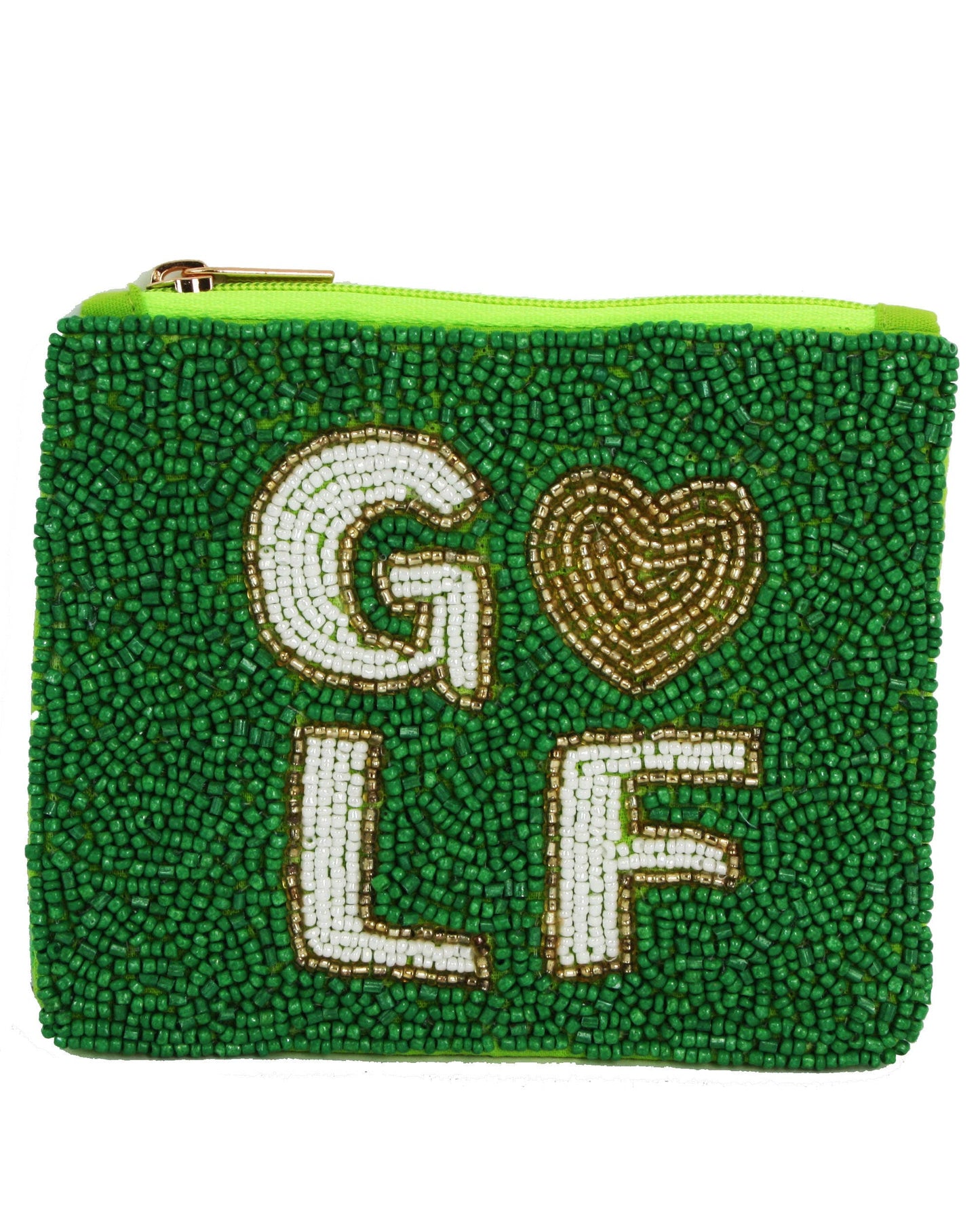 Beaded Green GOLF Coin Purse