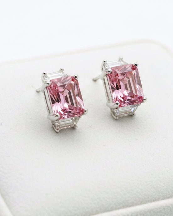 Vintage Pink Ice Cushion-Cut Statement Studs