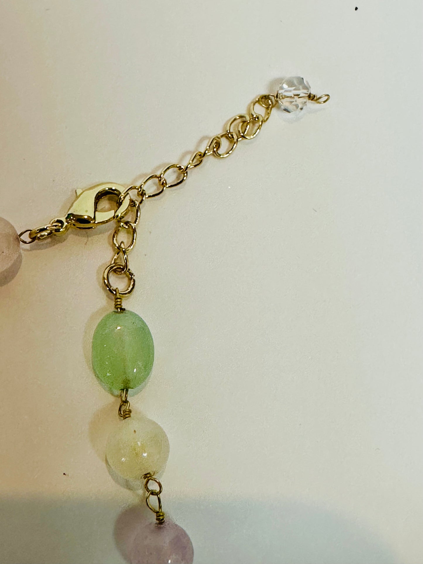 Vintage Pastel Glass Bead & Yellow Rose Charm Bracelet