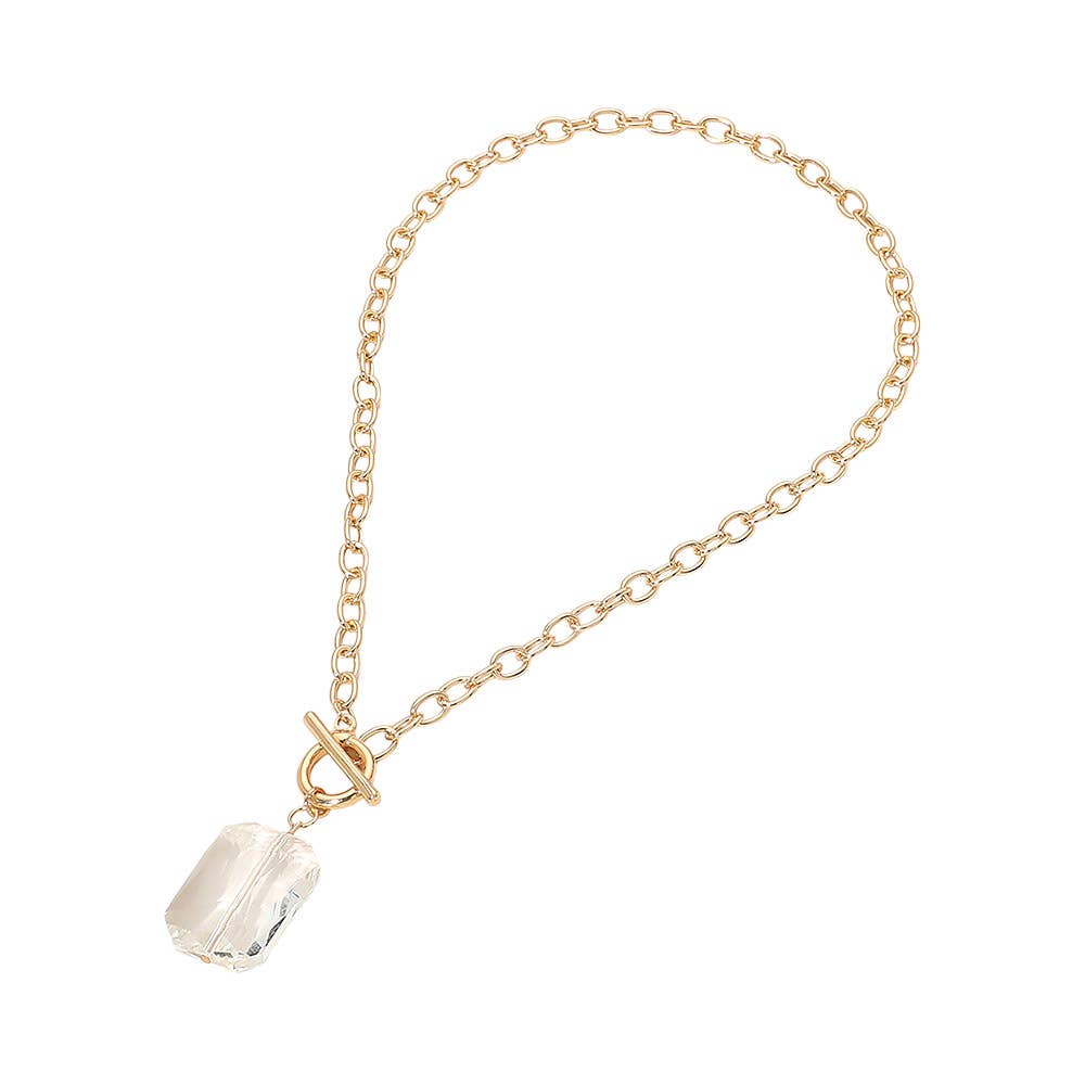 Clear Rectangular Stone Toggle Necklace