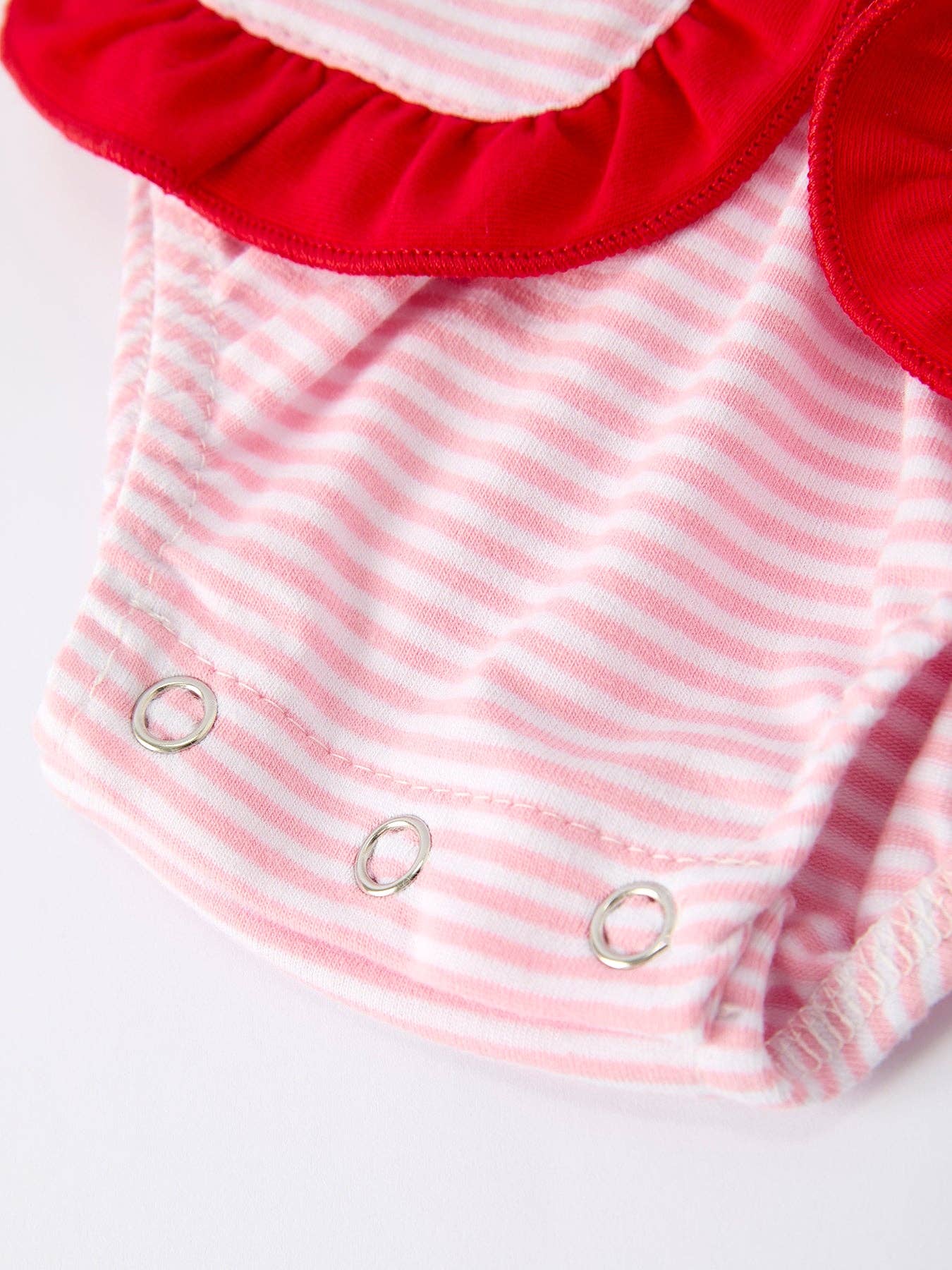 Christmas Candy Cane Embroidery Striped Romper