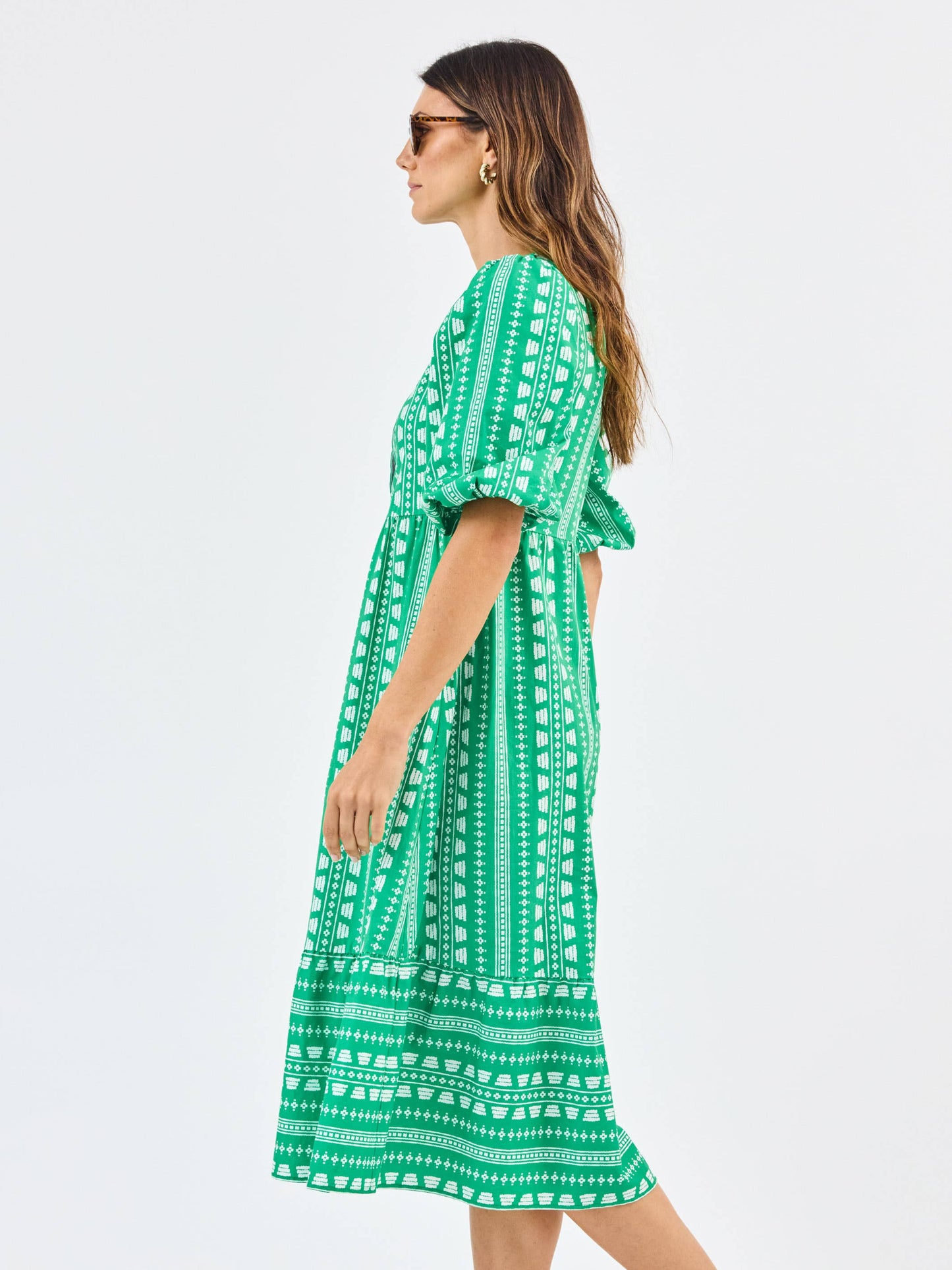 Curvy Riley Heritage Stitch Green Dress
