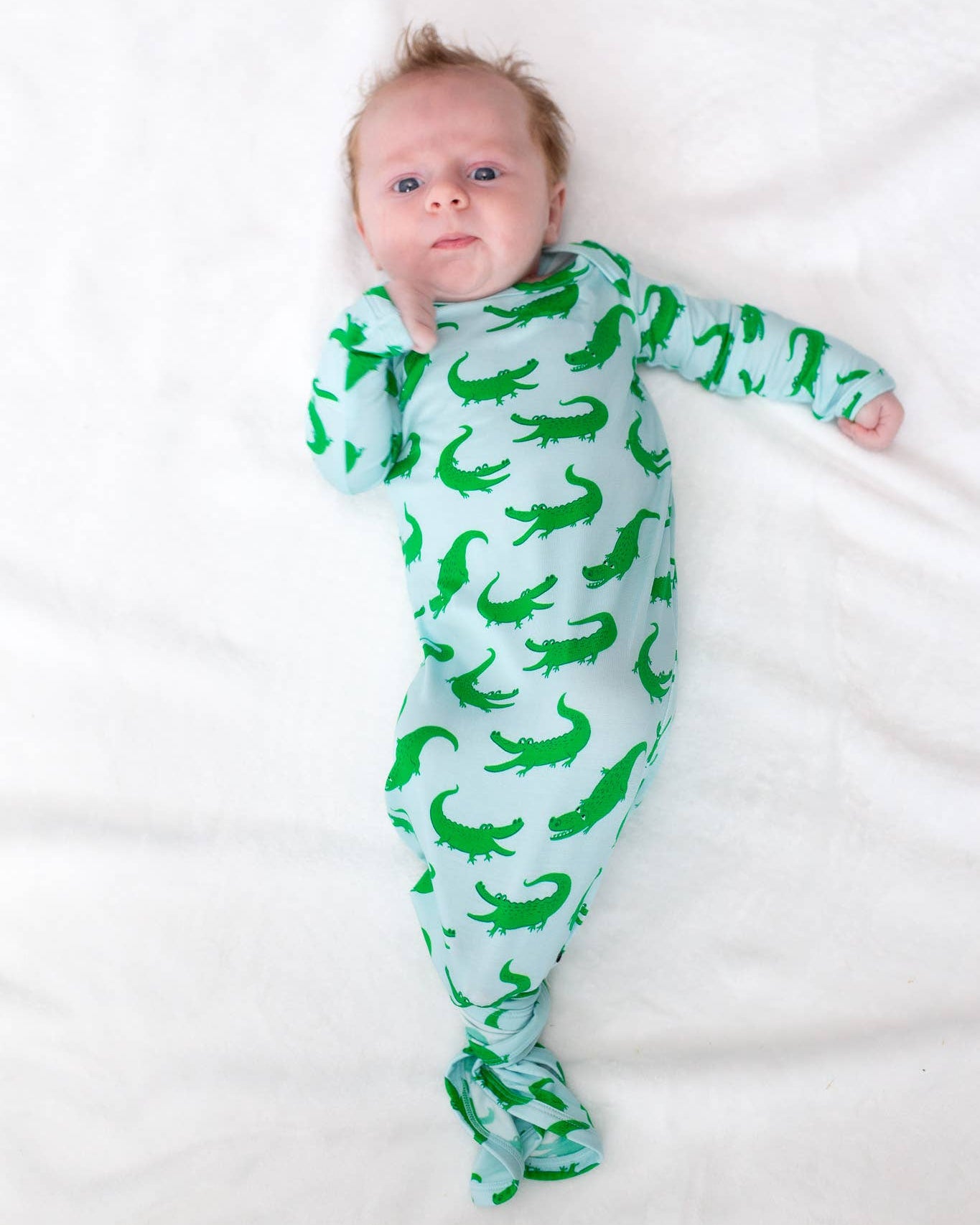 Blue Alligators - Knotted Infant Gown