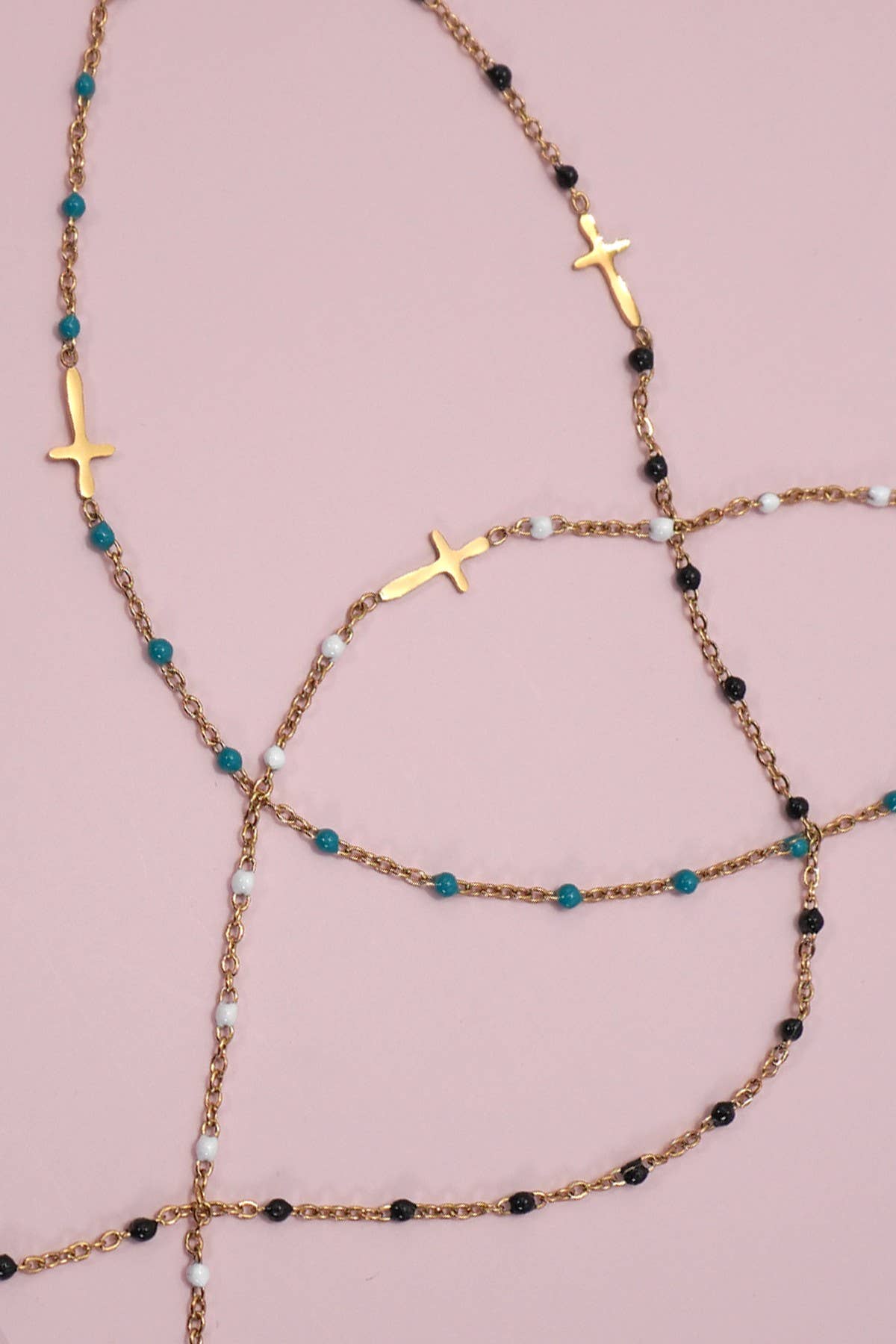 Delicate Cross Beaded Enamel Necklace