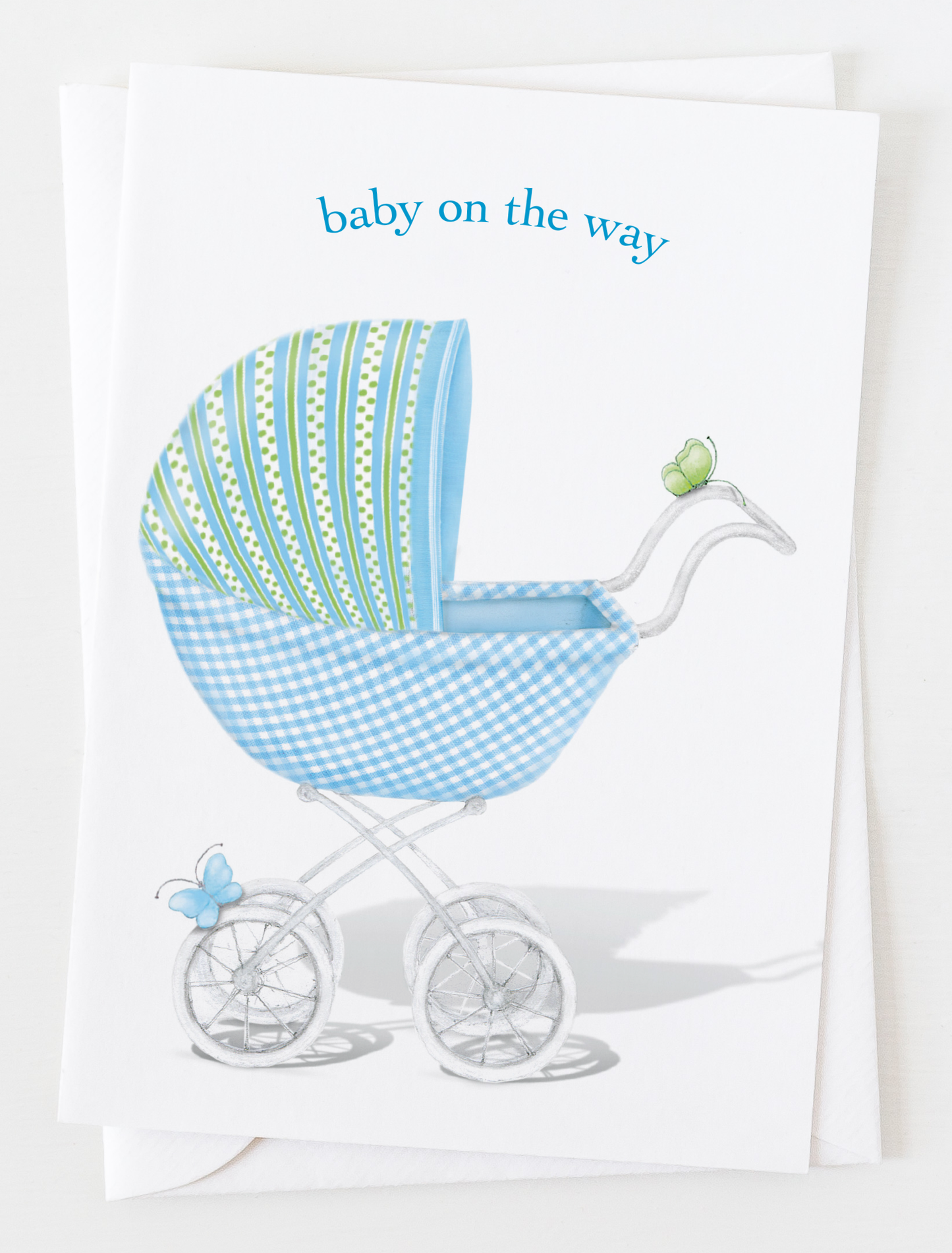 Blue Baby Stroller Greeting Card