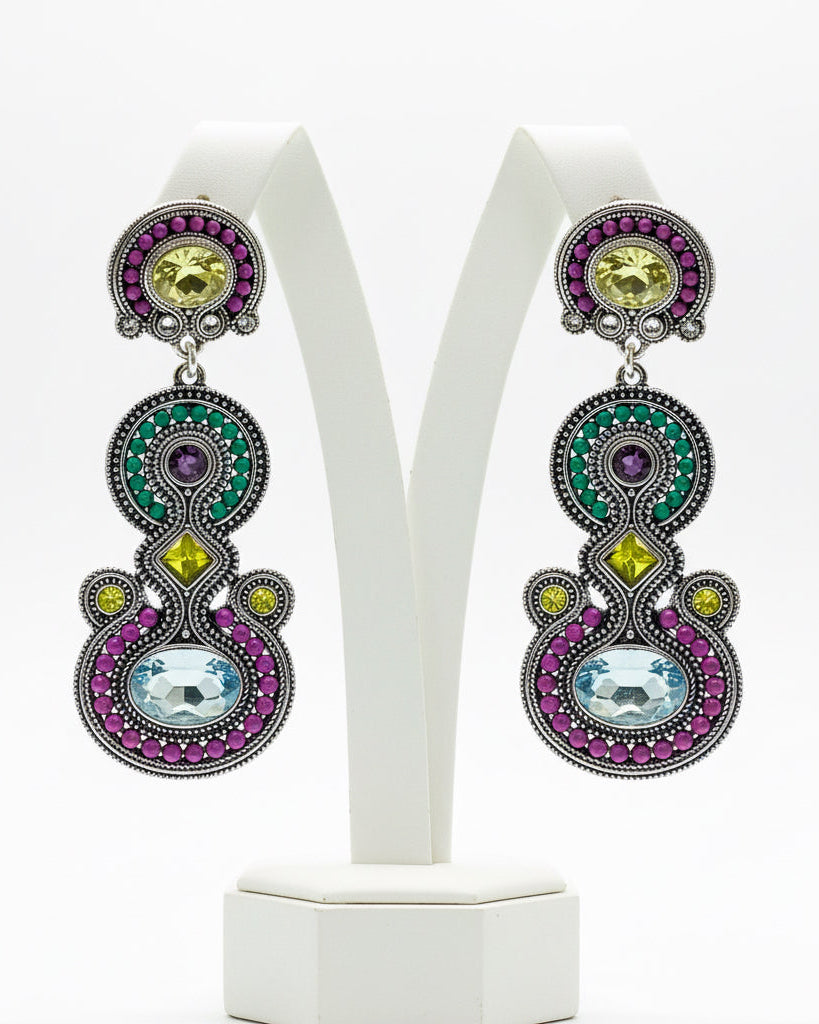 Vintage Kaleidoscope Mosaic Chandelier Earrings