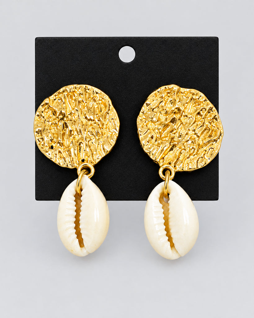 Melted Gold & Cowrie Dangles