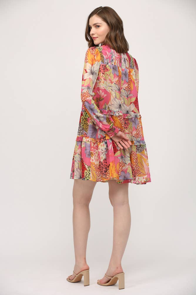 Printed Chiffon Vibrant Dress