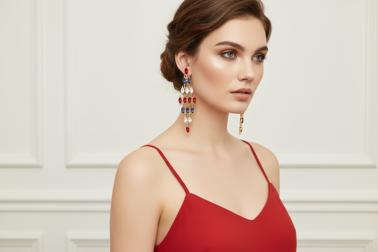 USA Marquise Cluster Chandelier Earrings