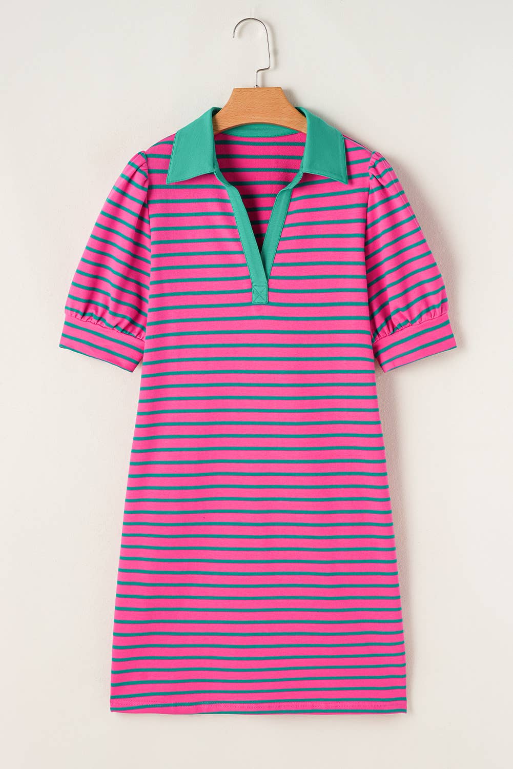Stripe Collared Puff Dress