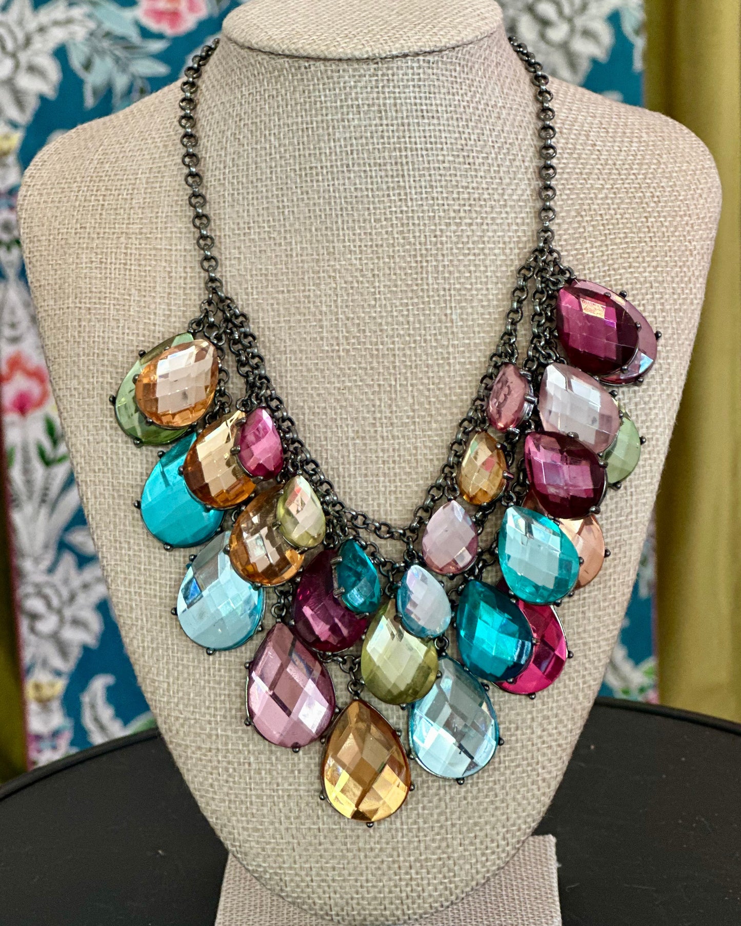 Vintage Joan Rivers Deadstock Rhinestone Statement Bib Necklace