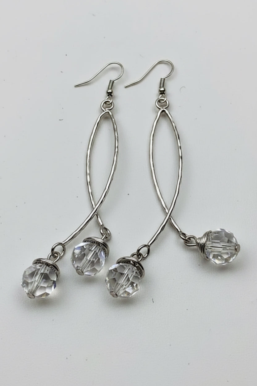 Architectural Twisted Crystal Linear Dangle Earrings