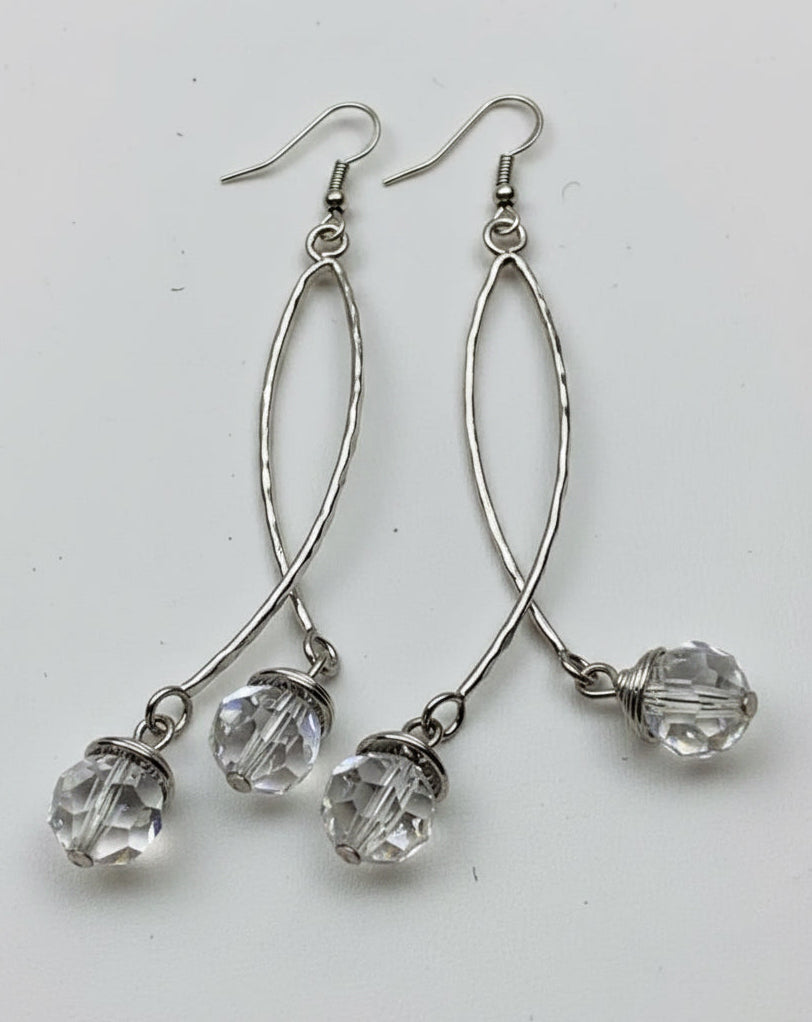 Architectural Twisted Crystal Linear Dangle Earrings