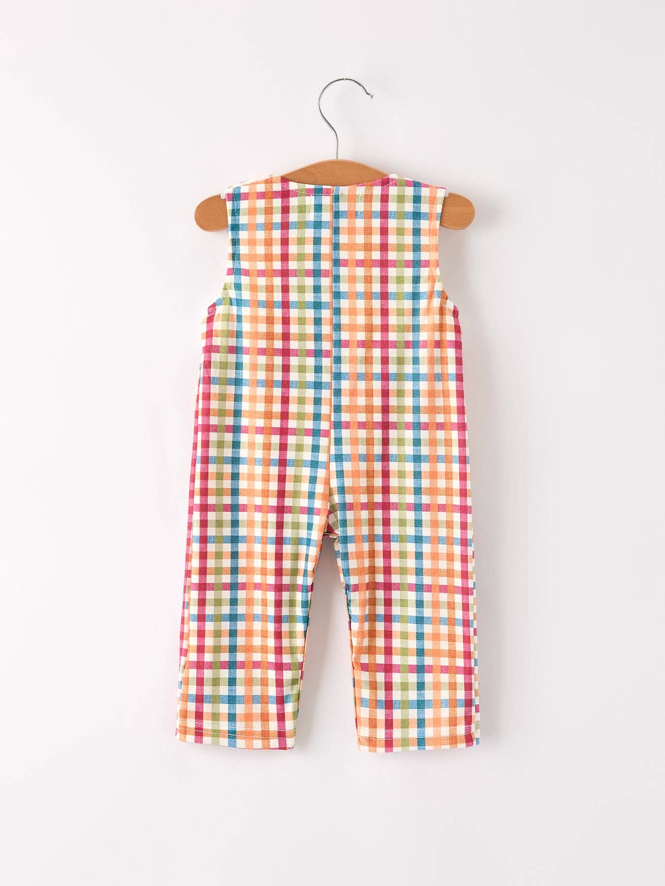 Thanksgiving Plaid Embroidery Smocking Romper
