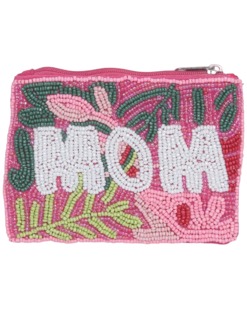 Ladies Mom Themed Fully Beaded Coin Purse