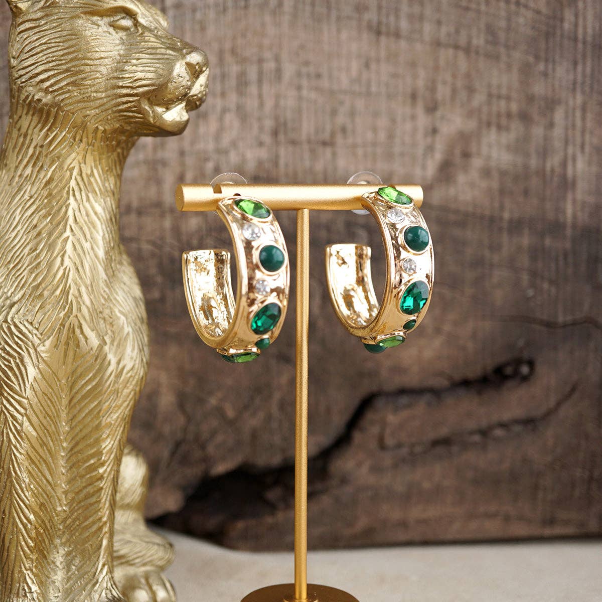 Celestial Glow Jeweled Hoop Earrings