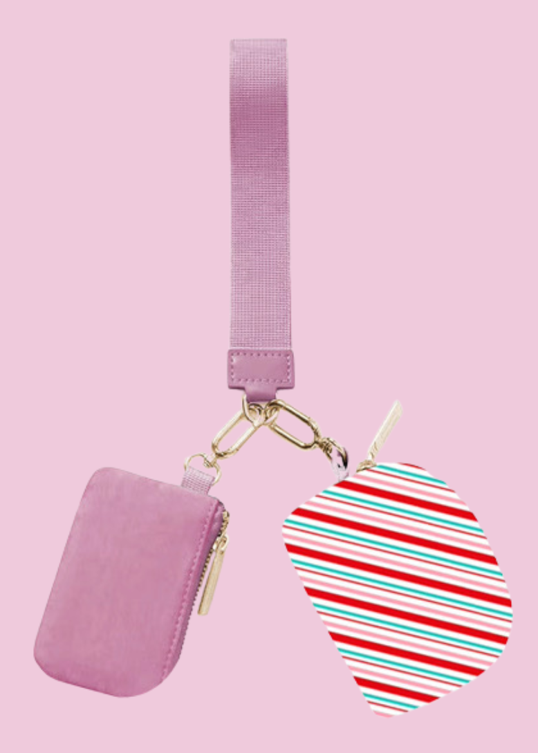 Double Pouch Wristlet- Candy Stripes