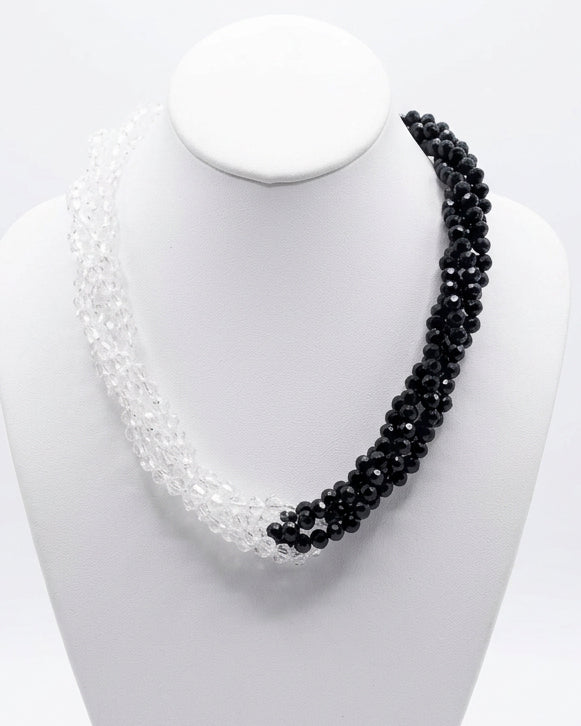 Tuxedo Twist Woven Crystal Collar