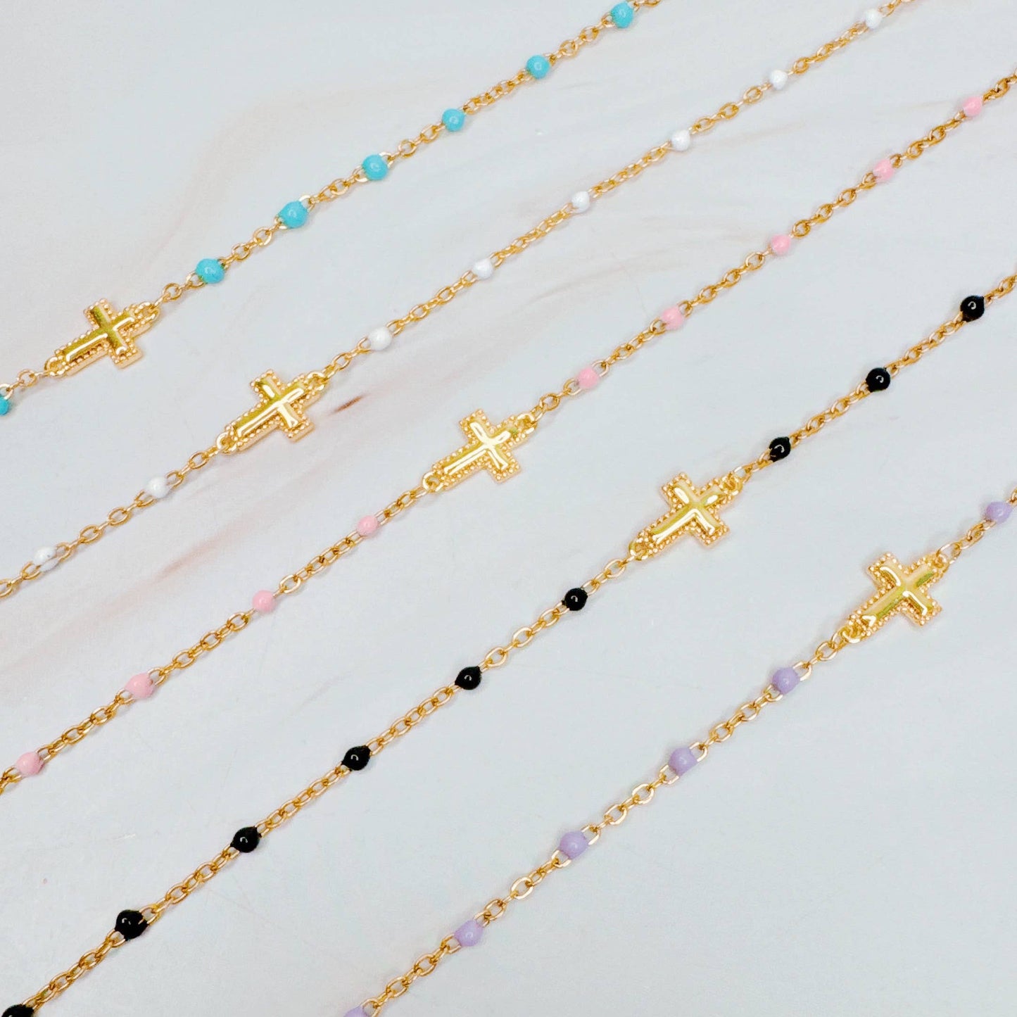 Dainty Color Dots Cross Bracelet