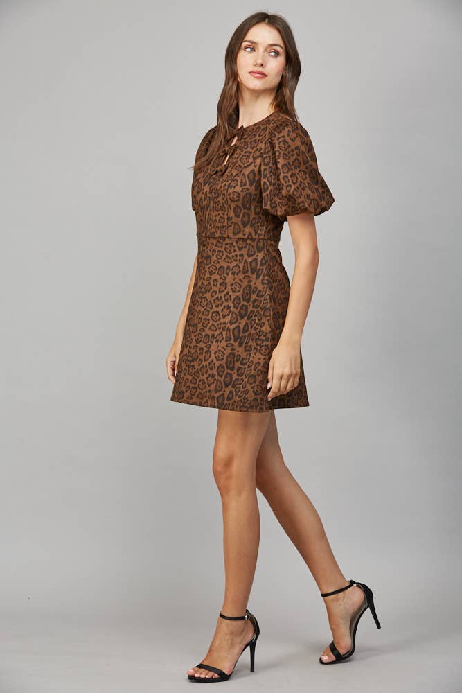 Animal Print Suede Bow Dress