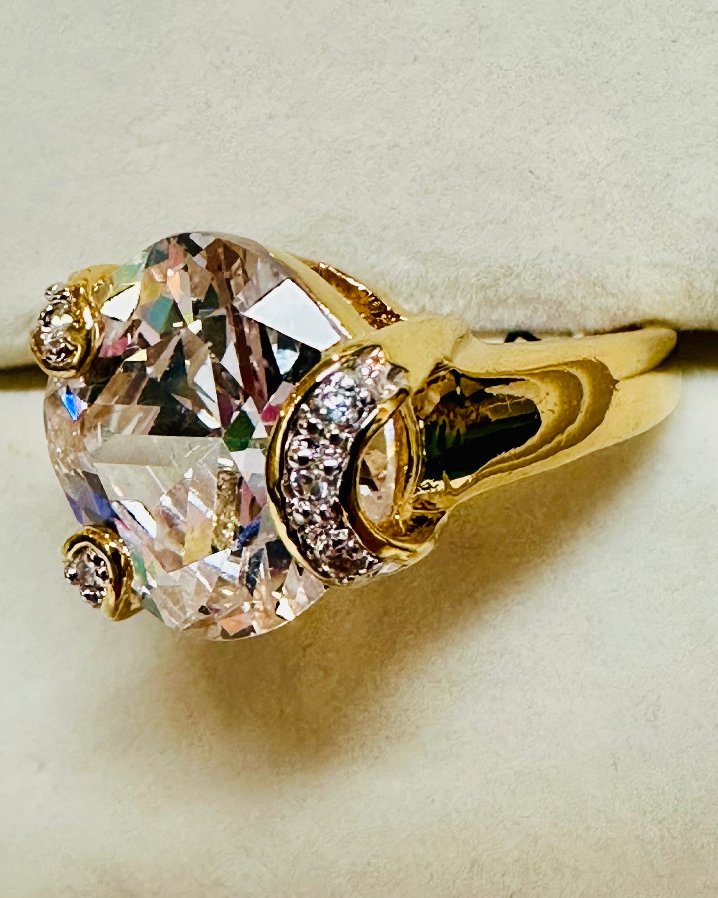 Vintage Abstract Blush Cushion Cocktail Ring