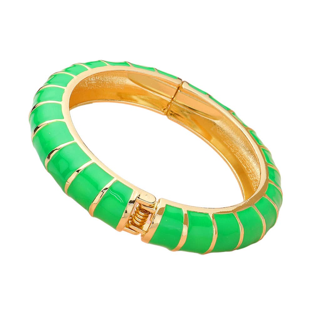 Enamel Bamboo Hinged Bangle Bracelet