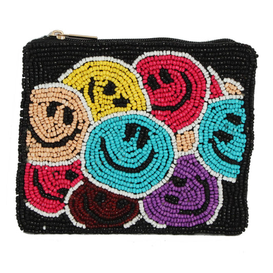 Beaded Happy Face Coin Purse