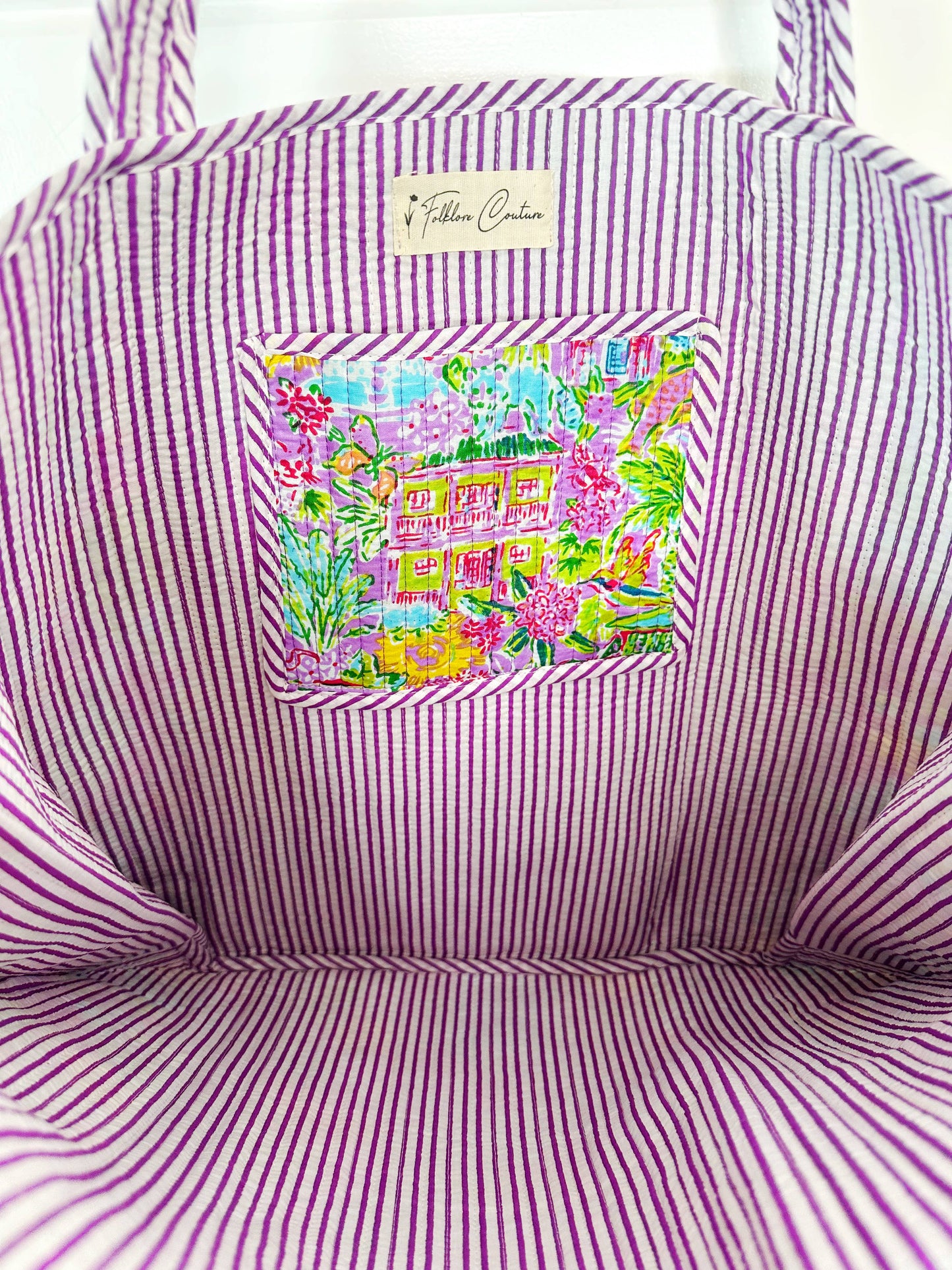 Southern Town Print Reversible Quilted Tote