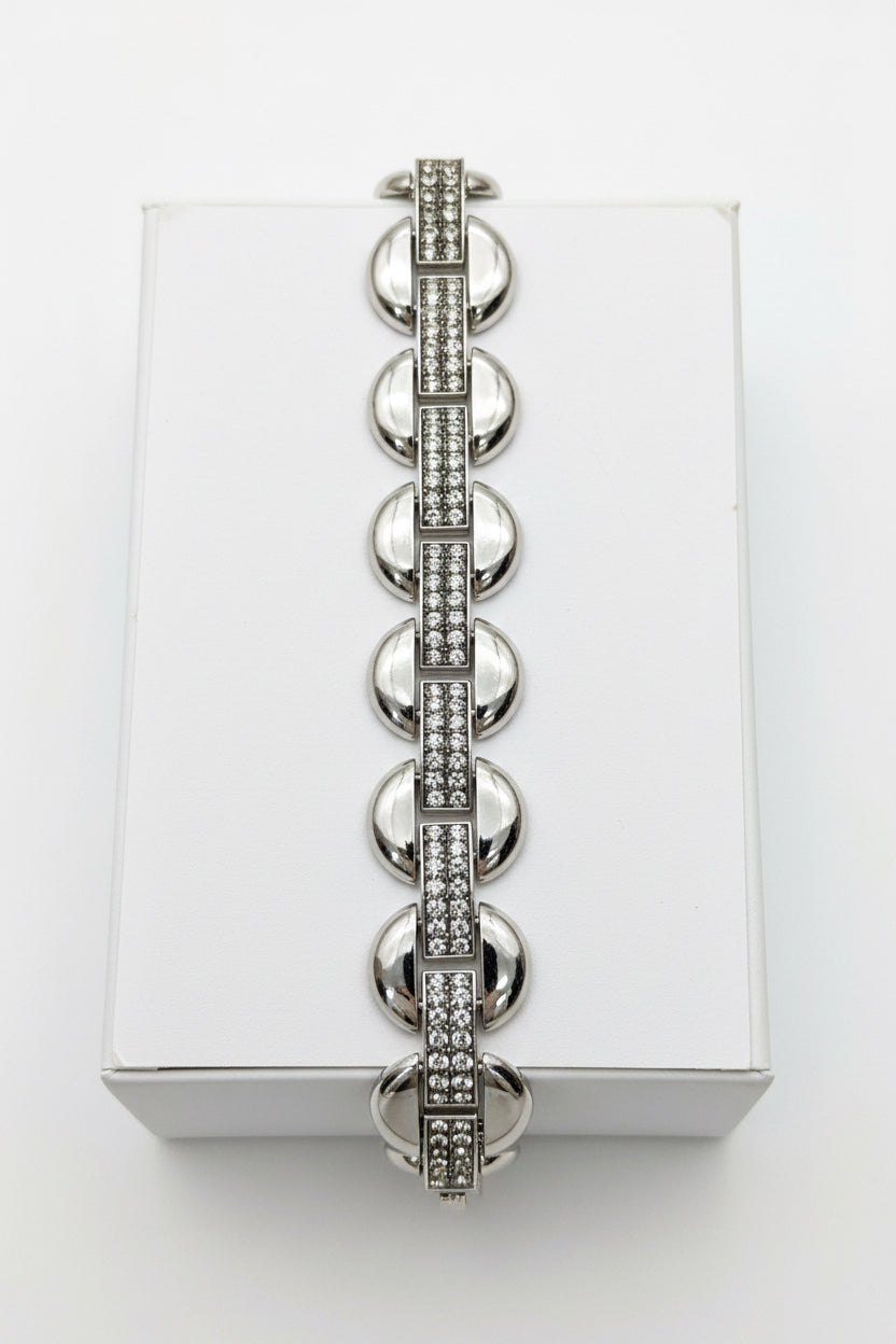 Vintage Modernist Silver-Tone Chunky Link Necklace & Bracelet Set