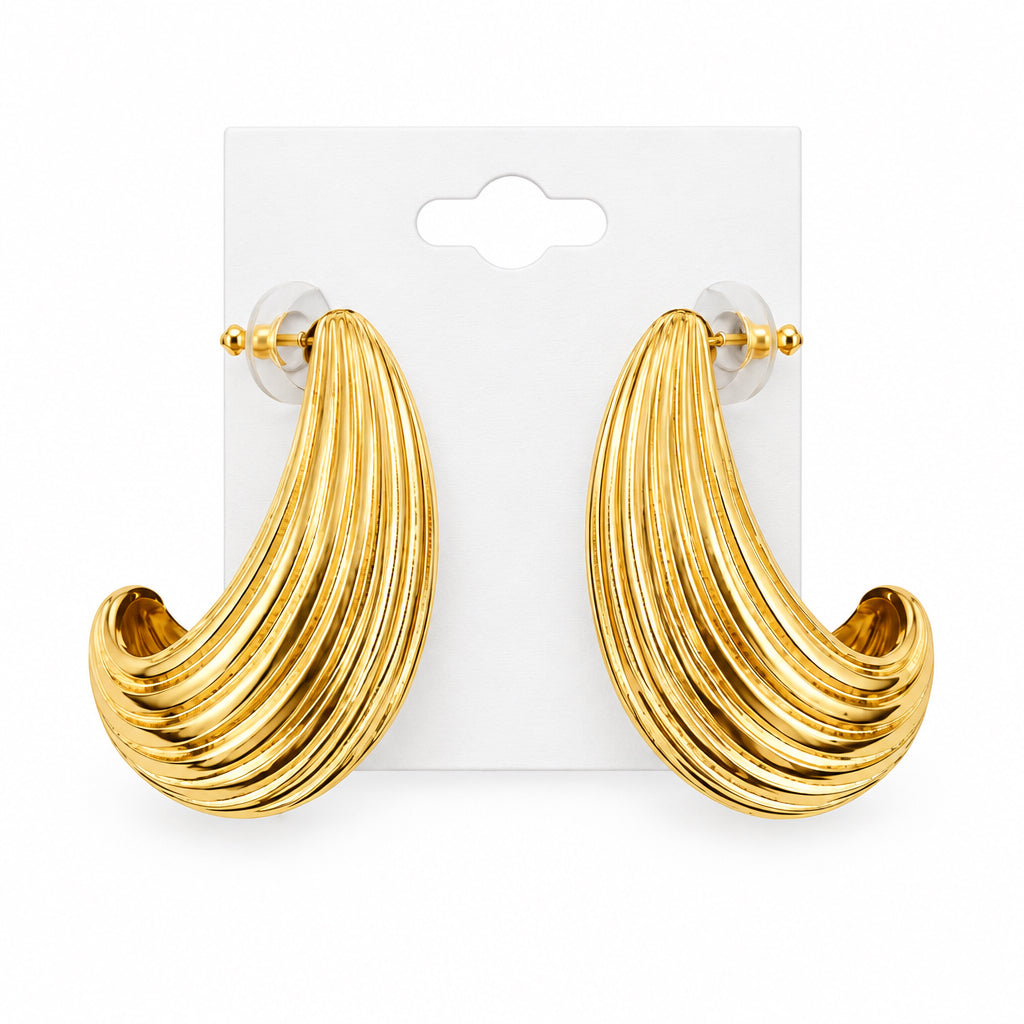 Vintage 1980s Gadroon Crescent Earrings