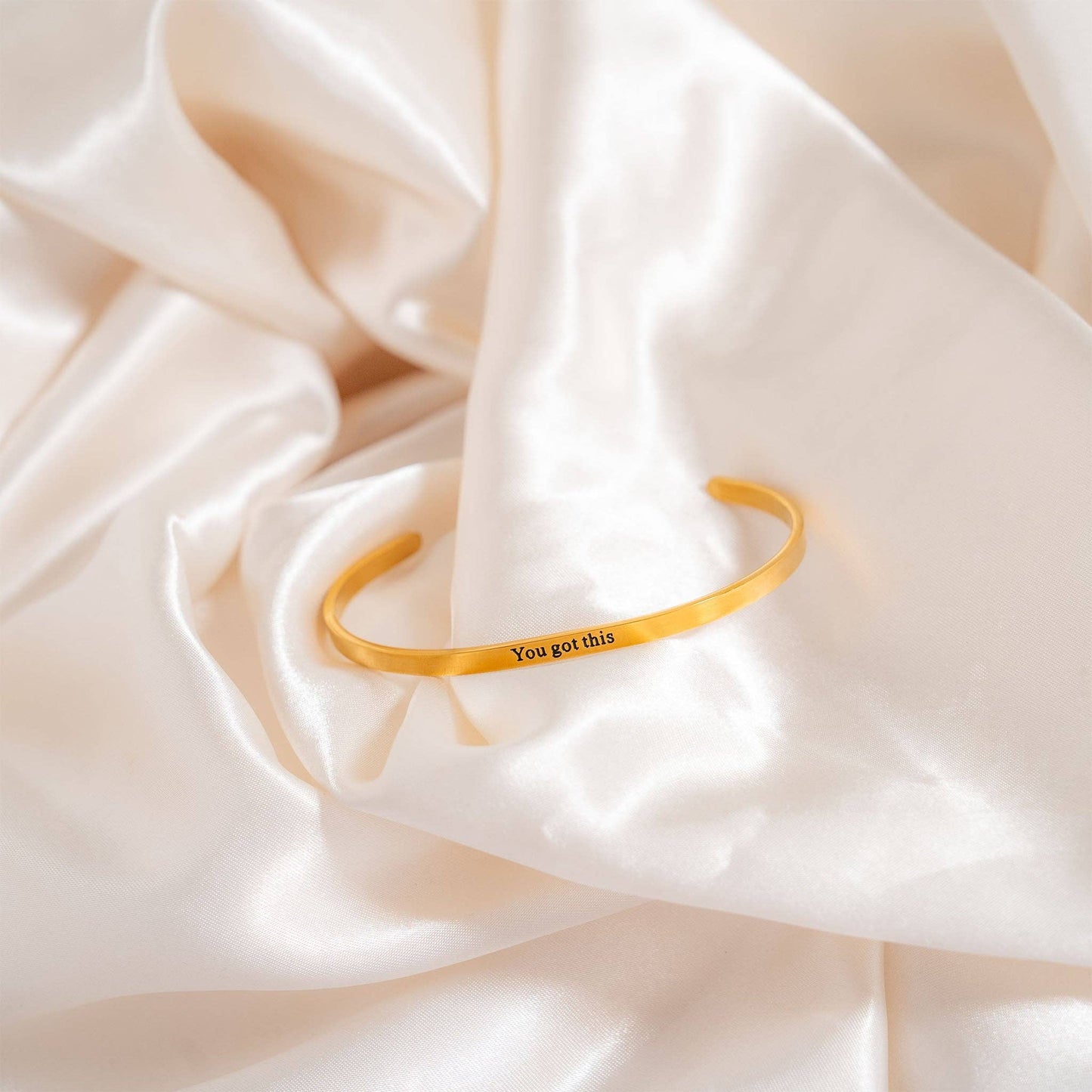 18K Gold PVD You Got This Engraved Bangle Bracelet