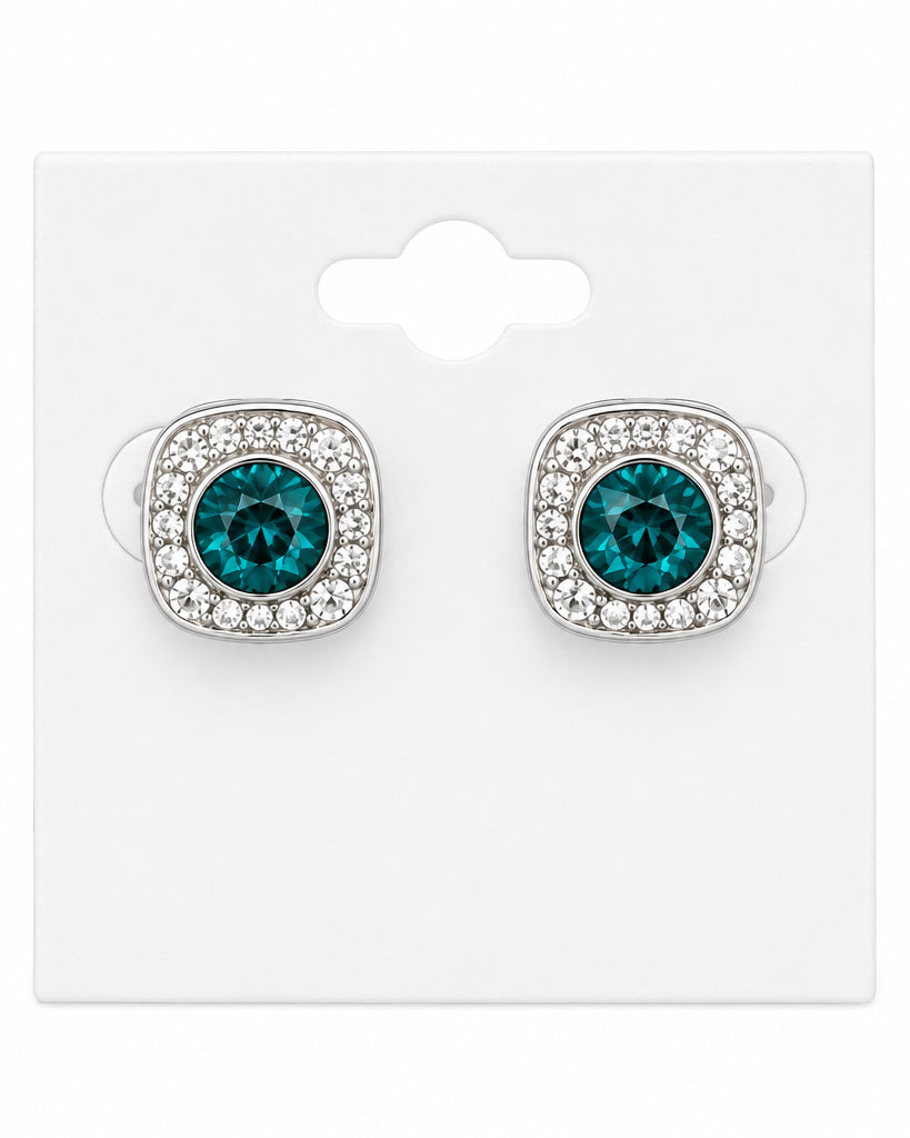 The Sophia Studs – Deep Teal Halo