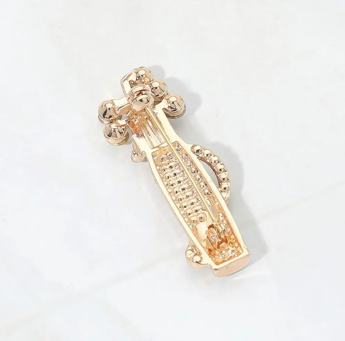 Rhinestone Embellished Golf Bag Brooch