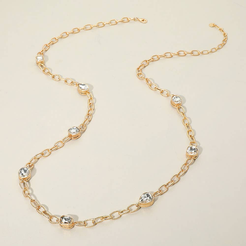 Aqua Faceted Teardrop Stone Accent Long Necklace (Copy)