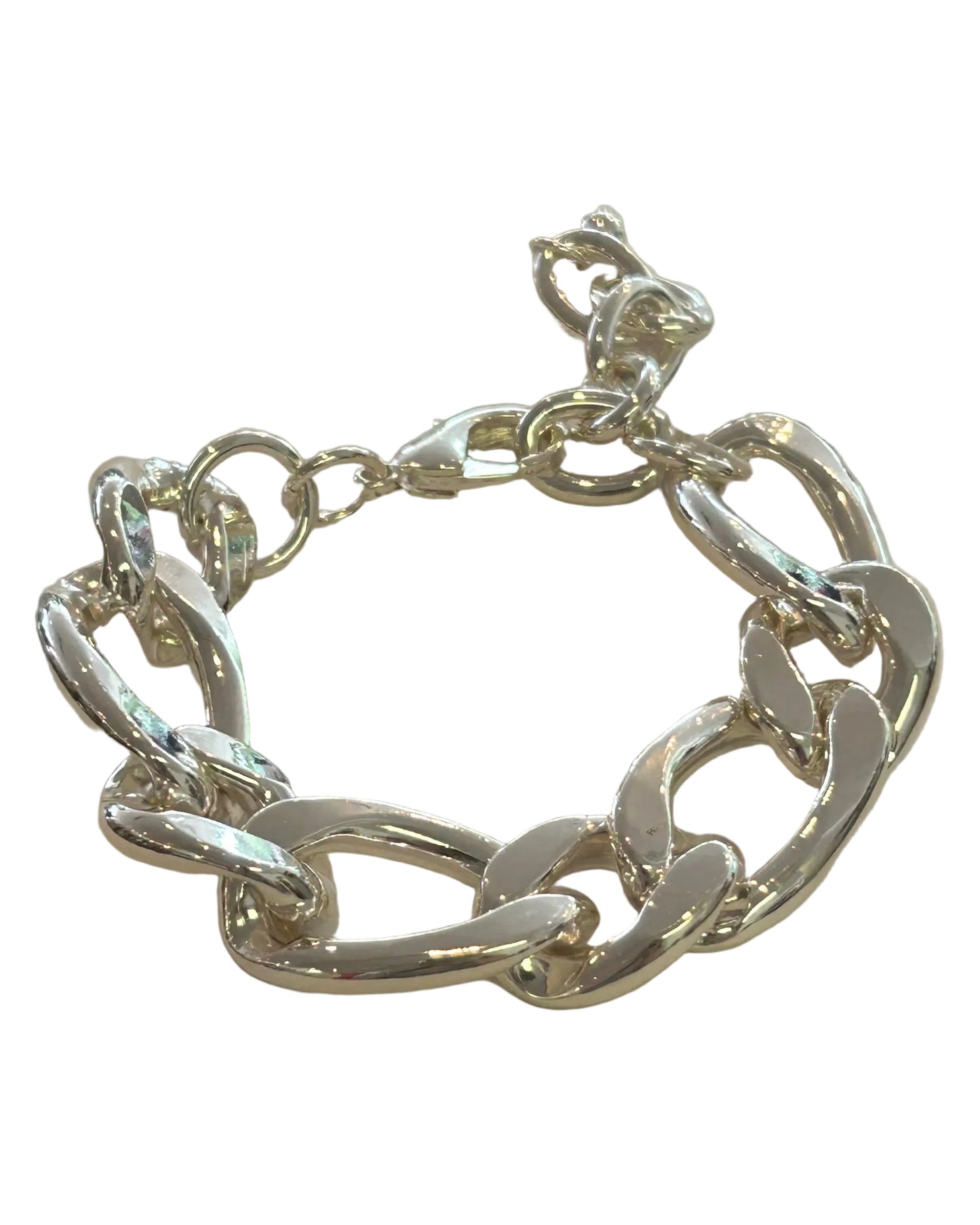Modern High-Shine Ultra-Chunky Silver Link Statement Bracelet