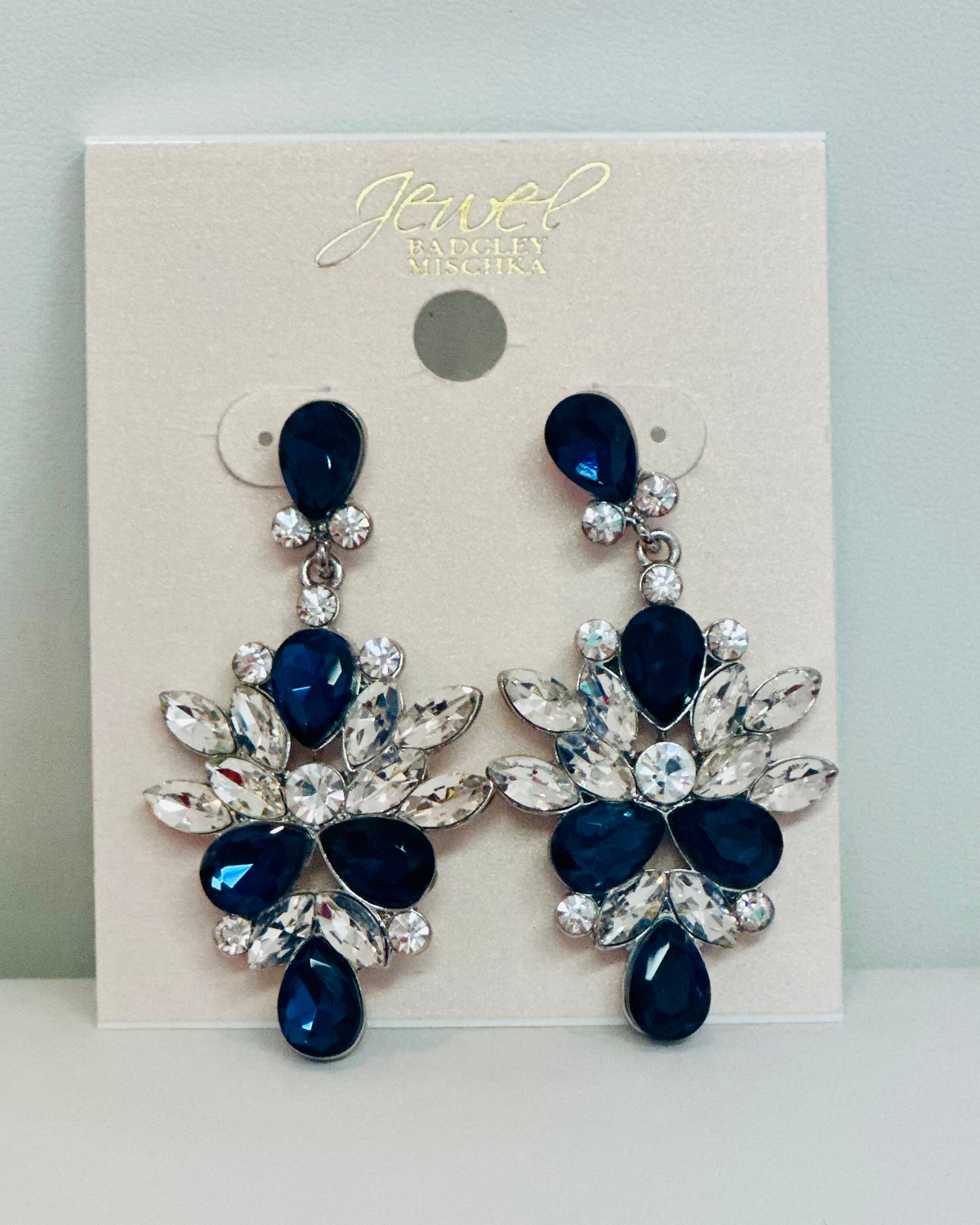 Jewel Badgley Mischka Sapphire & Clear Crystal Cluster Drops