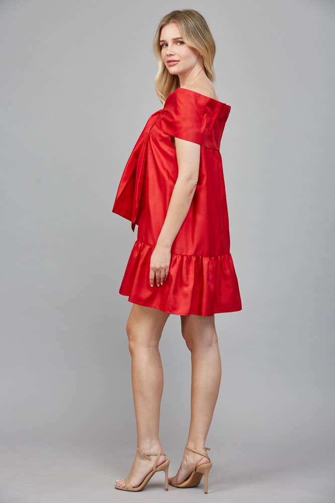 Oversized Bow Holiday Taffeta Dress