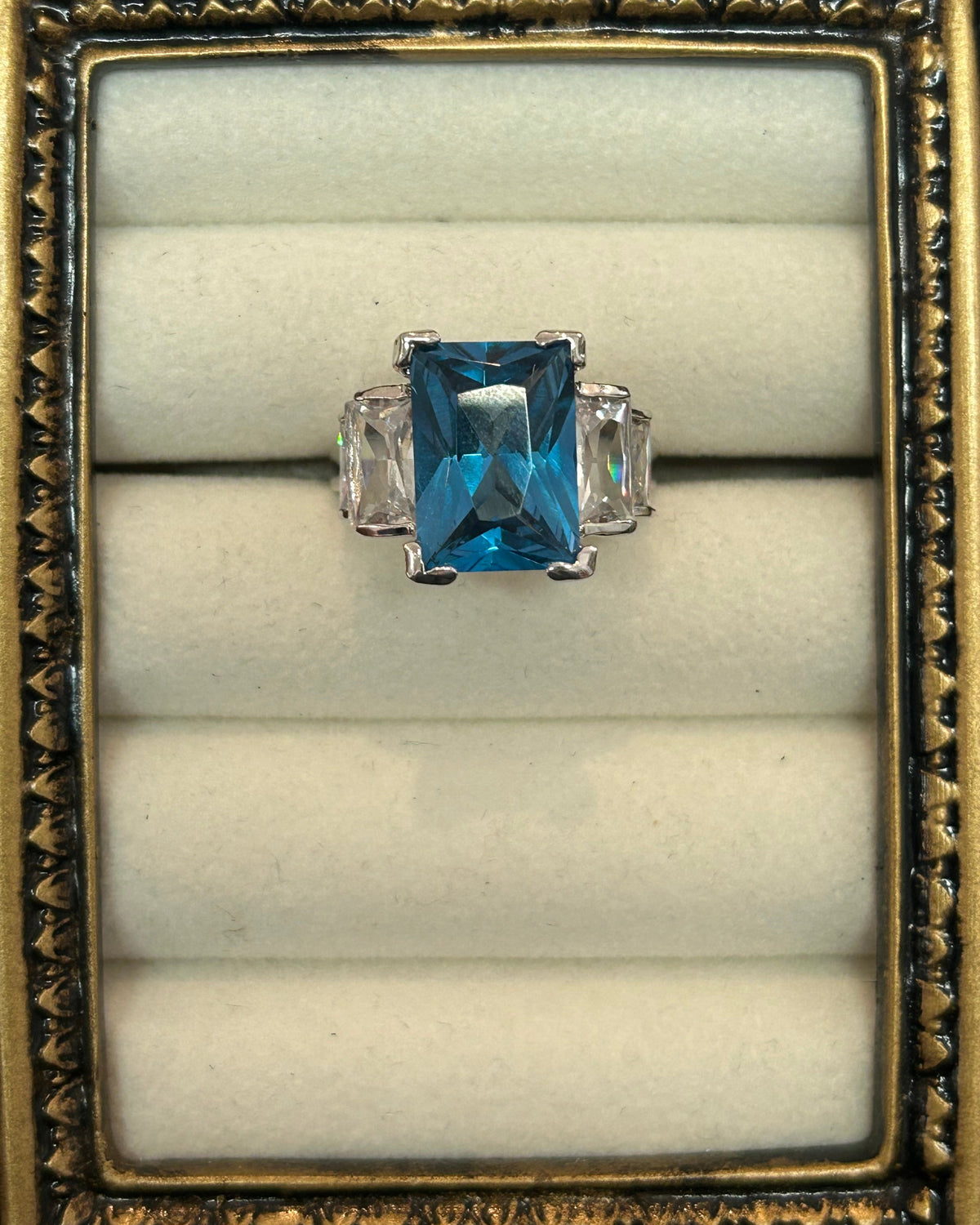 The "Narragansett" Vintage London Blue Five-Stone Cocktail Ring