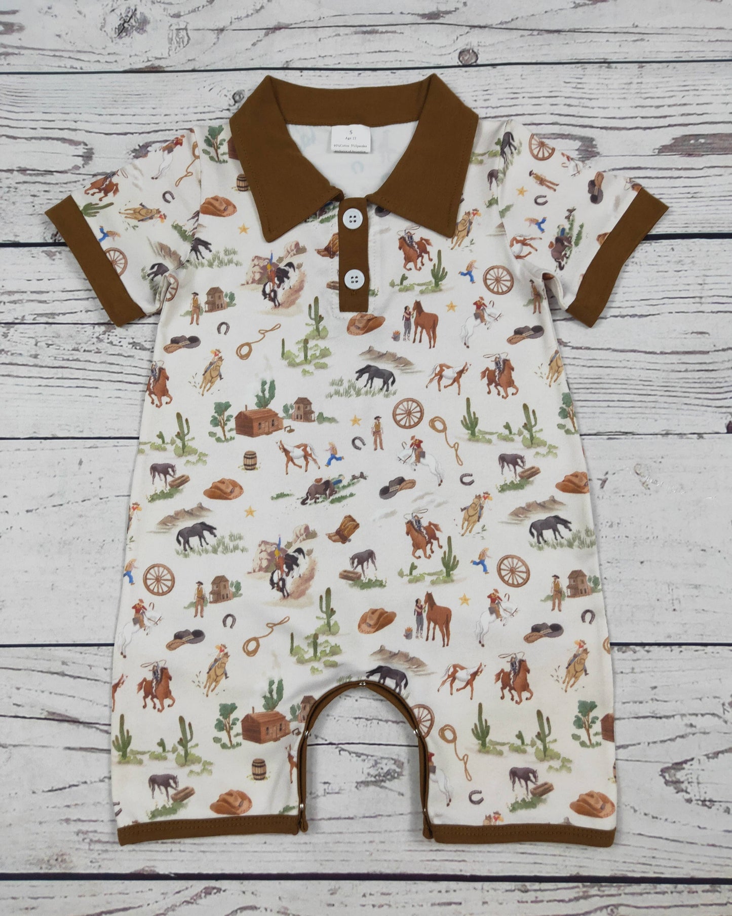 Baby Boy Western Printed Summer Romper