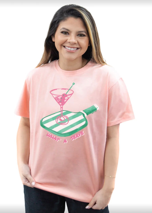 What A Serve on Pink Tee Shirt