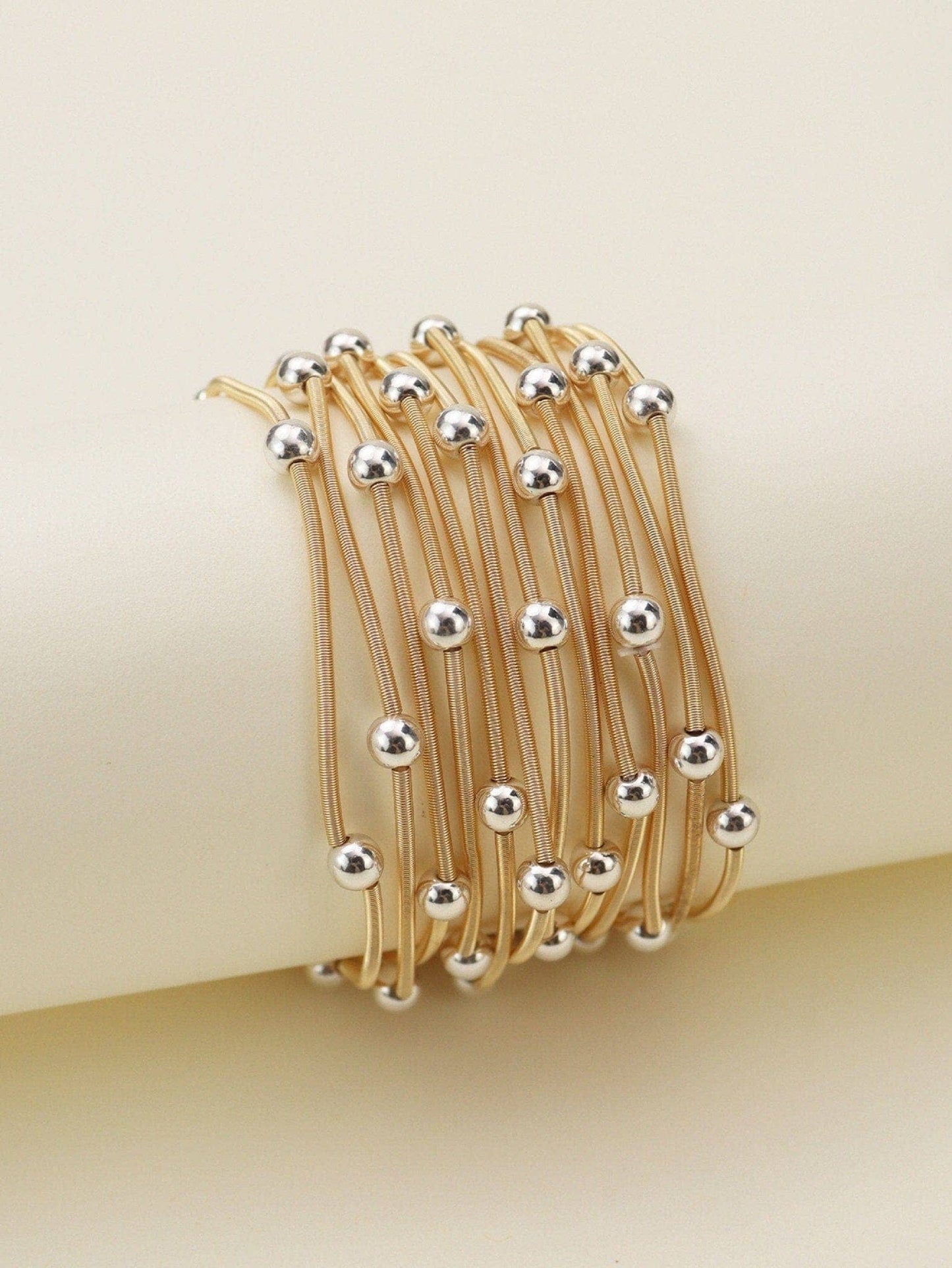 Metallic Beads And Coils Bracelet Set