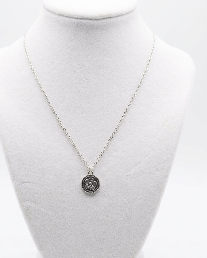 Blossom Token Milgrain Coin Necklace