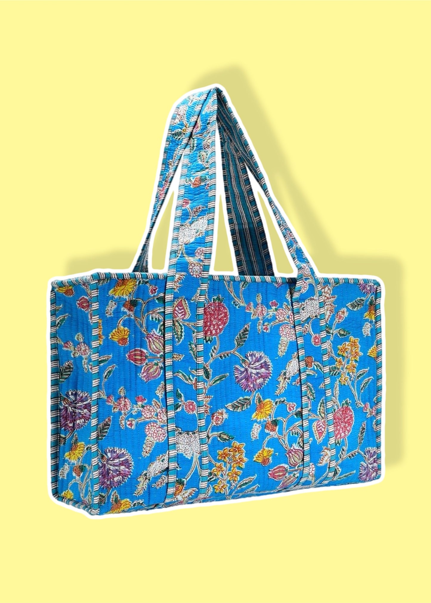 Periwinkle Cotton Tote Bag- Large