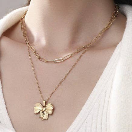 Double Layer Bow Necklace